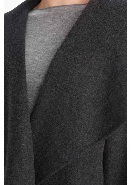 Regular Fit Düğmeli Uzun Kaşe Kaban F6322AX25WN