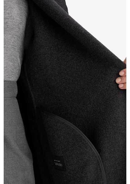 Regular Fit Düğmeli Uzun Kaşe Kaban F6322AX25WN