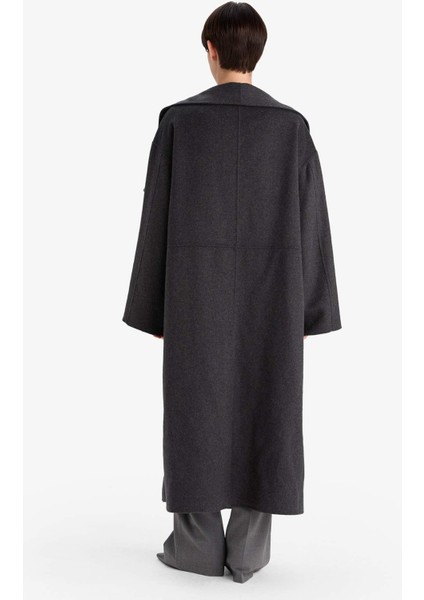 Regular Fit Düğmeli Uzun Kaşe Kaban F6322AX25WN