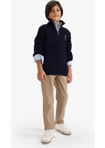 Erkek Çocuk Yarım Fermuarlı Ayı Baskılı Triko Kazak G3080A825WN fiyatları