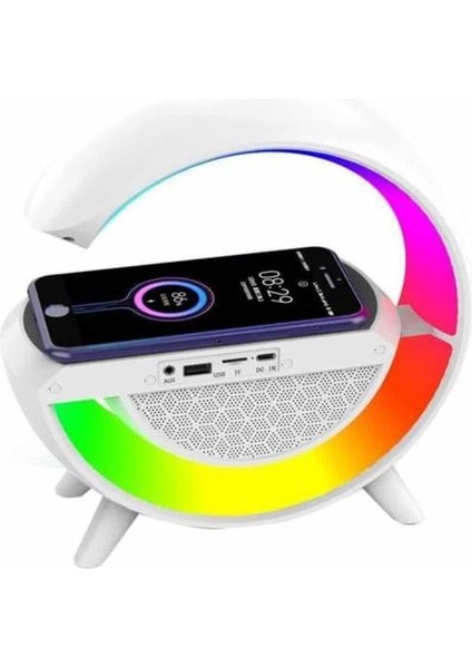 Bluetooth Hoparlör G Şekli Atmosfer Akıllı Rgb Lamba Wireless Kablosuz Şarj - MCT5744-3289
