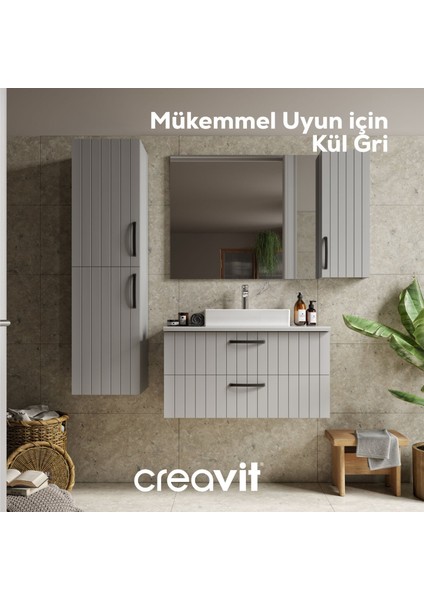 D10 Next Lavabo Dolabı Iki Çekmeceli 65 cm Gri Lake Kapak fiyatları