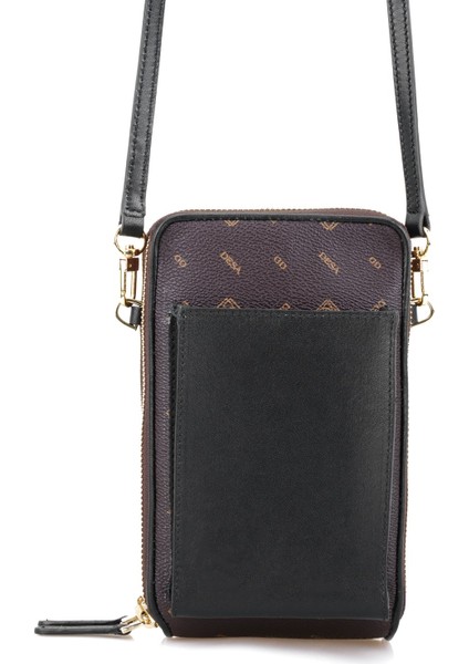 Adale Siyah Kadın Monogram Telefon Çantası