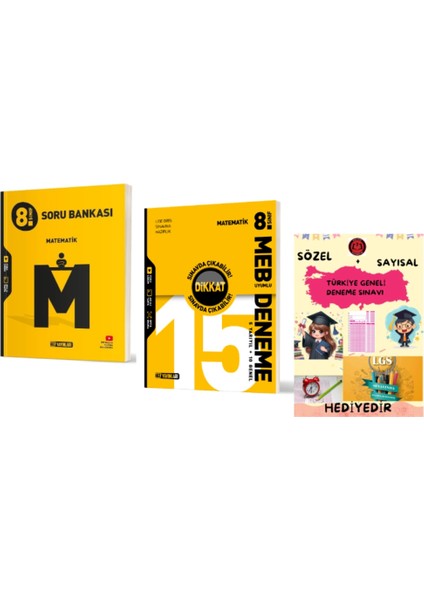 8. Sınıf Matematik Soru Bankası ve 15 Li Deneme - Hediyeli