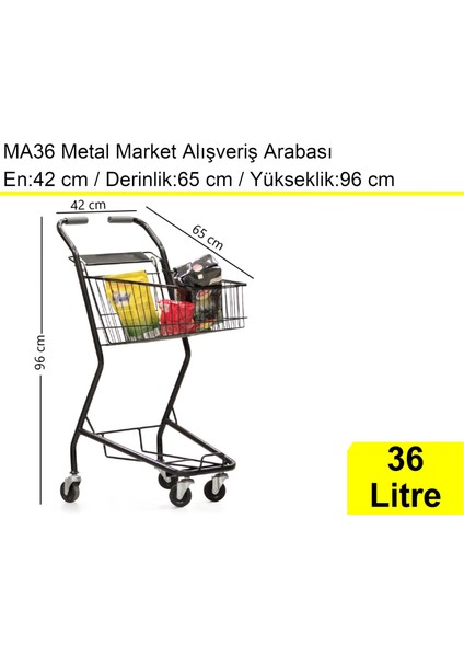 MA36 Şarküteri ve Kuruyemiş Metal Market Arabası 36 Litre Füme
