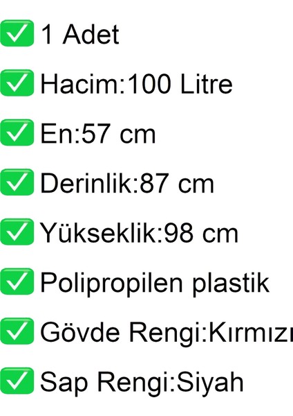 PK100 Plastik Market Alışveriş Arabası 100 Litre Kırmızı fiyatları