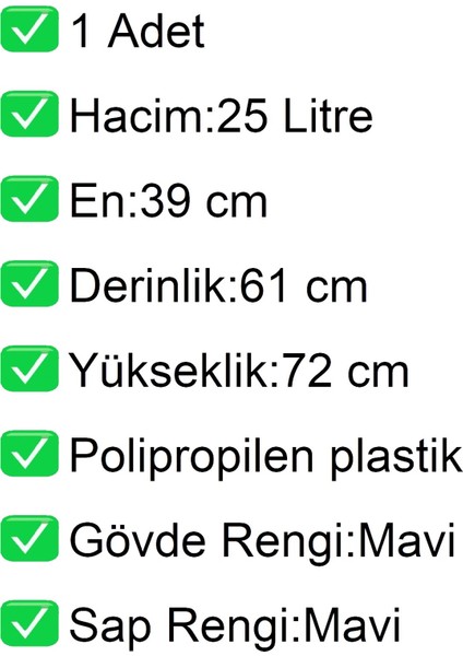 PK25 Plastik Çocuk Market Alışveriş Arabası 25 Litre Mavi fiyatları