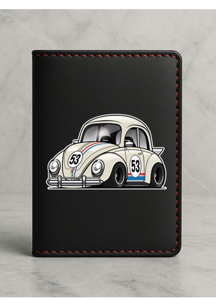 Ruhsat Koruyucu Baskılı Kart Bölmeli Siyah Vinlex Deri Ruhsat Kabı Kılıfı Vosvosdesen