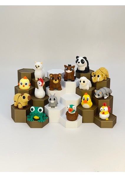 Sevimli Hayvan Figür Oyuncaklar | 15’ Li Paket | Organik, Hareketli, Eklemli ve Eğitici | 5-7cm