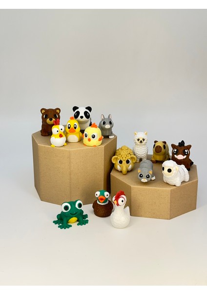 Sevimli Hayvan Figür Oyuncaklar | 15’ Li Paket | Organik, Hareketli, Eklemli ve Eğitici | 5-7cm modelleri