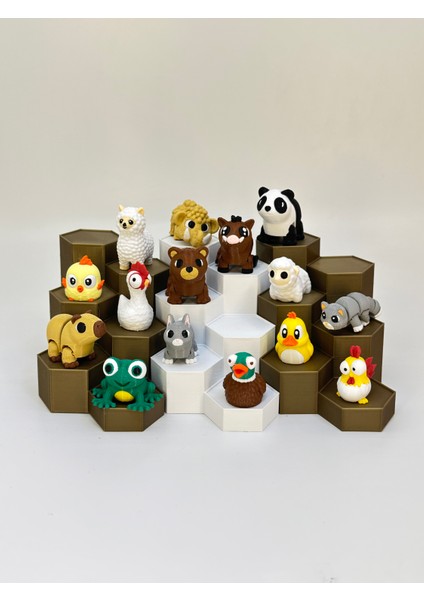 Sevimli Hayvan Figür Oyuncaklar | 15’ Li Paket | Organik, Hareketli, Eklemli ve Eğitici | 5-7cm indirimleri