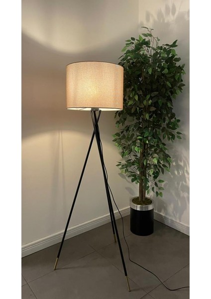 Papel Eskitme Şapkalı Siyah Tripot Ayaklı Dekoratif Salon Lambader fiyatları