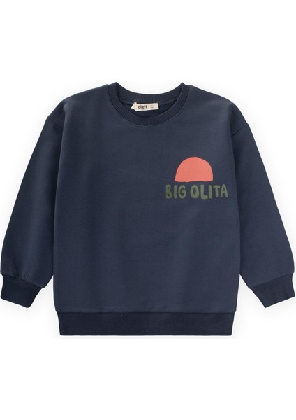 Bıg Olıta Baskılı Sweatshirt 2-10 Yaş Lacivert