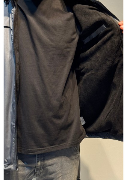 Erkek Kapüşonlu Cep Detaylı Içi Polar Kışlık Mont 2540 Füme fırsatları