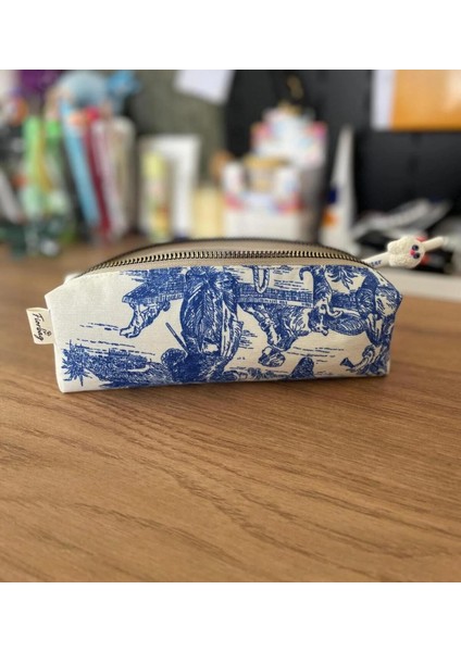 Vintage Desenli Astarlı Tek Bölmeli Kalemlik -El Yapımı