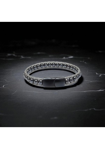 Hematit Doğaltaş ve Çelik Halat Örme Bileklik 9592B2DH2 fırsatları