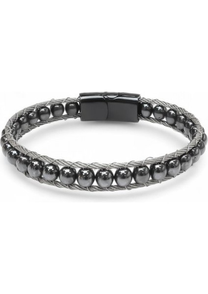 Hematit Doğaltaş ve Çelik Halat Örme Bileklik 9592B2DH2 indirimleri