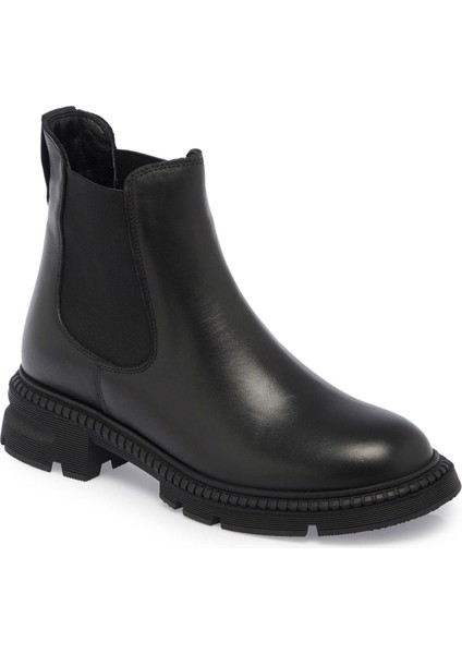 Siyah Hakiki Nubuk Deri Kadın Casual Bot - K24K1BT67509-A23