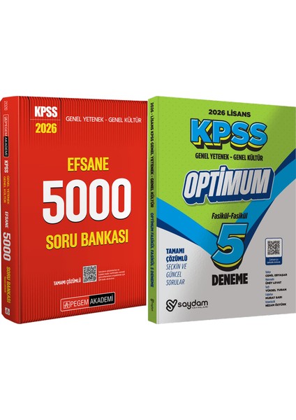 2026 Kpss Efsane 5000 Tamamı Çözümlü Soru Bankası - Lisans Optimum 5 Deneme