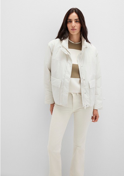Su Itici Dik Yaka Ekru Ceket 1110618-71609