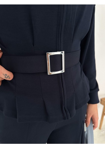 Tesettür Uyumlu Modal Kumaş Kemerli Fermuarlı Şık Günlük Takım / Modest Modal Tracksuit Set