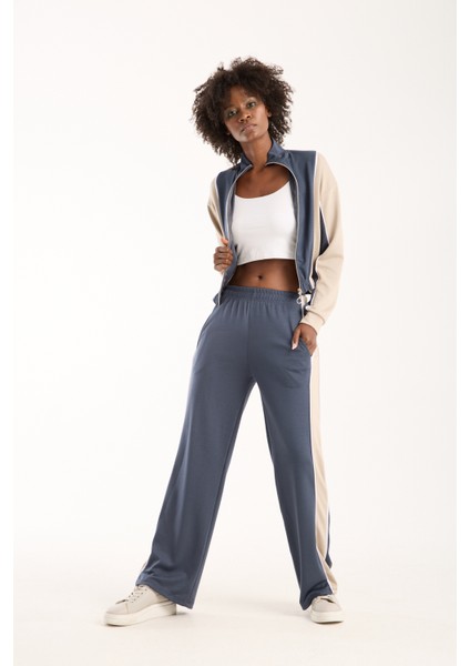 Urbnfıt Kadın Renk Bloklu Fermuarlı Rahat Kesim Eşofman Takımı / Women’s Relaxed Fit Tracksuit fırsatları