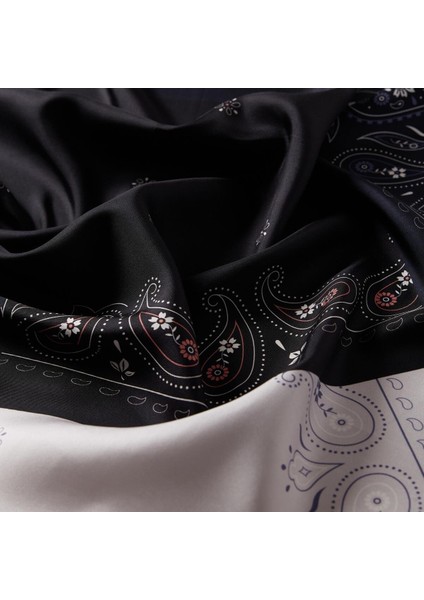 Ipekevi Patchwork Desenli Tivil Ipek Eşarp Siyah Gümüş fiyatları