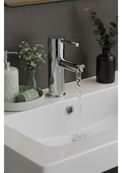 Lvabo Bataryası-Gümüş-Yuvarlak Gövde-Pirinç indirimleri