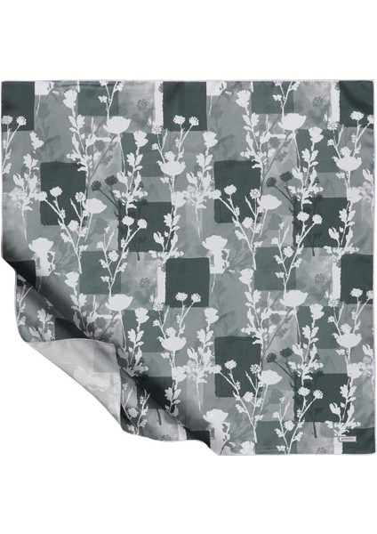 Ipekevi Vintage Silhouette Desenli Tivil Ipek Eşarp Çelik Gri