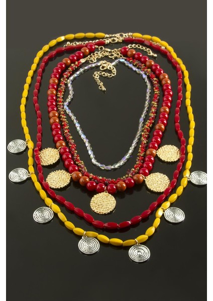 5 Adet Para Etnik Lüks Yaka Kolye