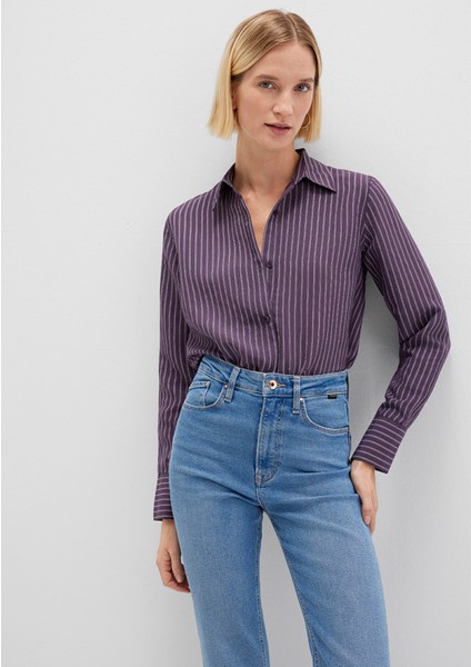 Tencel Tm Liyosel Karışımlı Çizgili Mor Gömlek 1211374-91373 modelleri