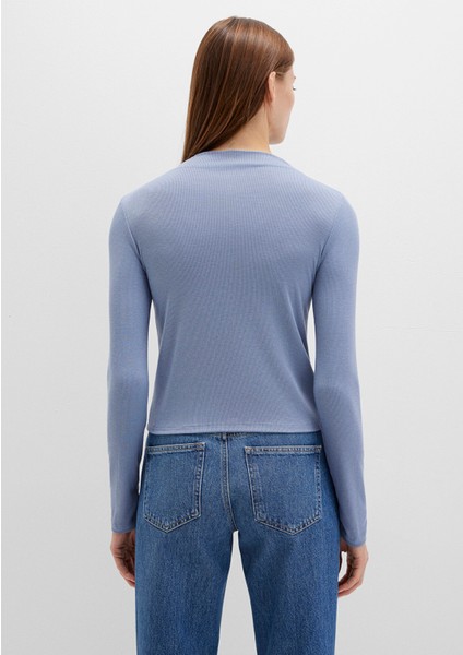 Düğme Detaylı Mavi Tişört 1613695-86802 fırsatları