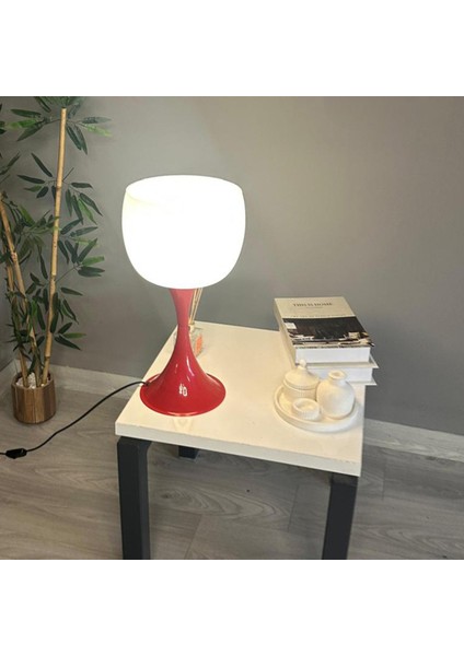 Pino Beyaz Cam Masa Lambası Dekoratif Abajur Çocuk Odası Başucu Lambası Okuma Lambası