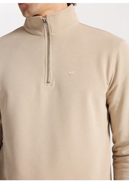 Fermuarlı Yaka Bej Erkek Sweatshırt M5WM-SWT1710 indirimleri
