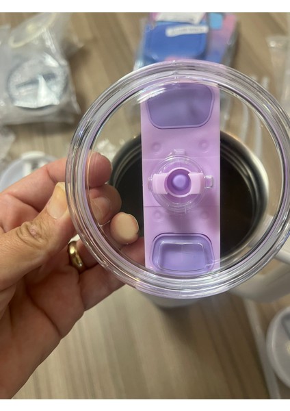 Quencher 40 Oz 1.18 Lt Termos Uyumlu Mor Şeffaf Yedek Kapak