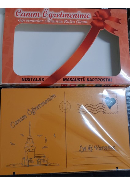 Öğretmenler Günü Hediyesi Nostaljik Ahşap Masaüstü Karpostal