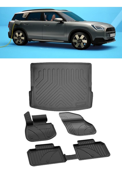 Mini Counrtyman Elektrikli 2024 ve Sonrası 4.5d Paspas 3D Rizline Bagaj Havuzu