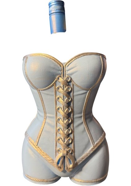 Dekoratif Kadın Büstü Şarap Şişesi Standı–estetik Tasarım–lüks Ev Dekoru(Mavi)