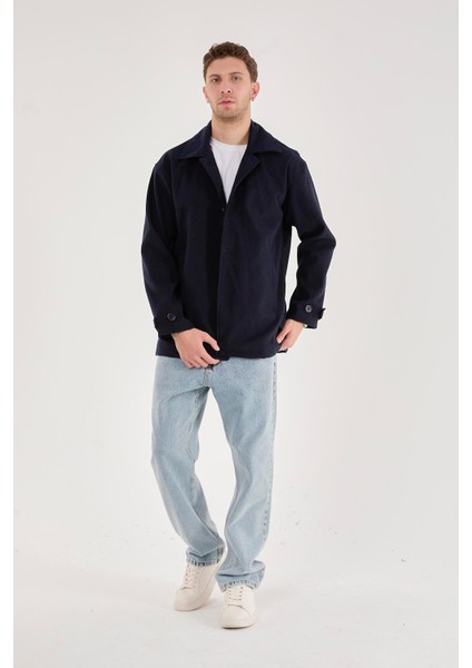 X-2027 Astarlı Düğmeli Kaşe Mont