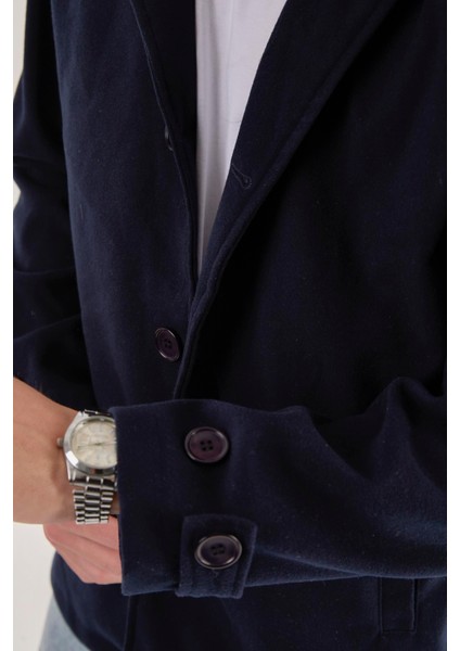 X-2027 Astarlı Düğmeli Kaşe Mont