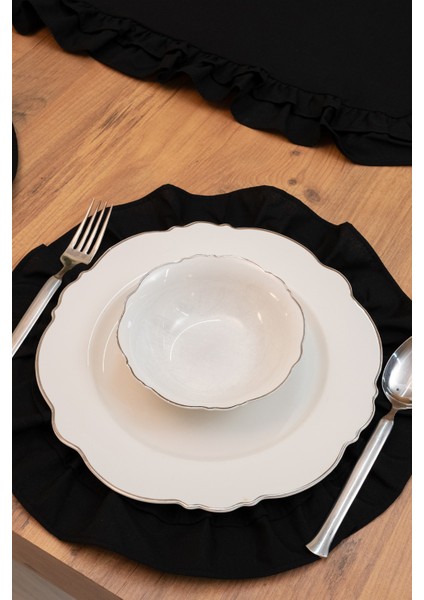 Lira | Siyah 7 Parça Çift Fırfırlı Sofra Sunum Seti 40 x 110 indirimleri