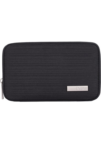 Canvasartısan L28-S21 Düz Renk Kumaş Dokulu Polyester Dijital Aksesuar Düzenleyici Saklama Çantası Kulaklık Şarj Cihazı Fare Kılıfı - Siyah (Yurt Dışından)