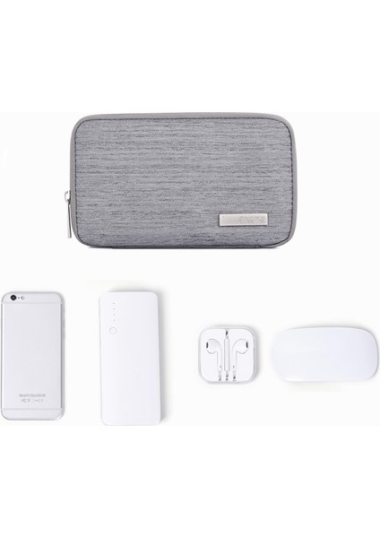 Canvasartısan L28-S21 Düz Renk Kumaş Dokulu Polyester Dijital Aksesuar Düzenleyici Saklama Çantası Kulaklık Şarj Cihazı Fare Kılıfı - Siyah (Yurt Dışından) fiyatları