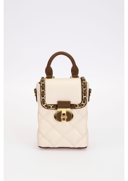 Krem Dikdörtgen Form El Çantası