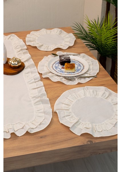 Breze | 7 Parça Çift Fırfırlı Sofra Sunum Seti 40 x 150 fırsatları