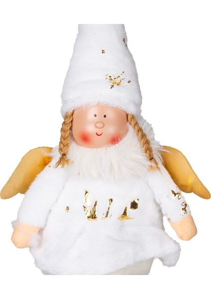 Yılbaşı Süsü, Oturan Kanatlı Peri Figürü, Beyaz - Gold Ayakkabılı, 17 fiyatları