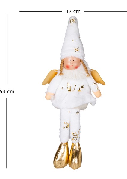 Yılbaşı Süsü, Oturan Kanatlı Peri Figürü, Beyaz - Gold Ayakkabılı, 17 modelleri