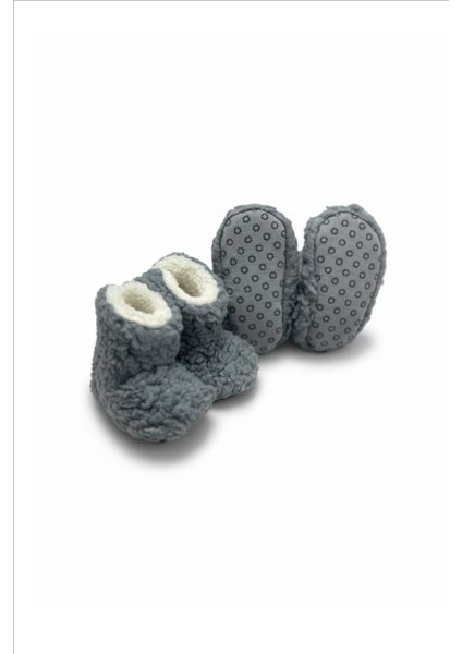 Unisex Gri Polar Çocuk Pandufu – Yumuşak, Kaymaz, Tüylenmeyen Welsoft Patik fırsatları