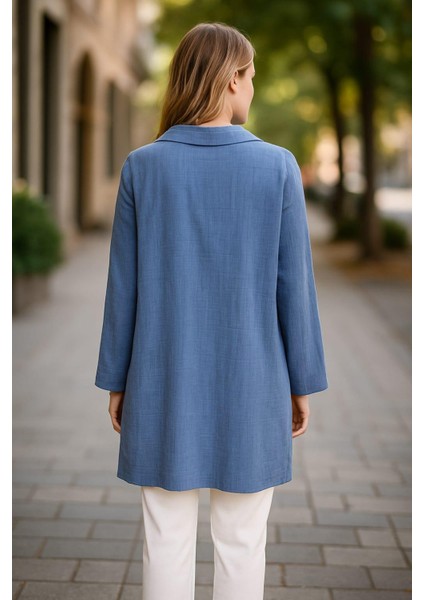 Kadın Büyük Beden Mavi, Fermuarlı Astarsız Ceket modelleri