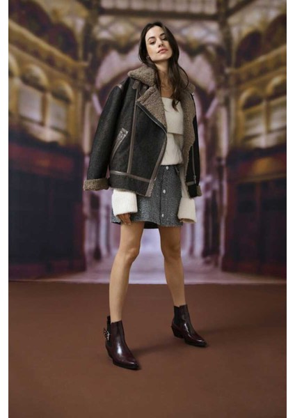 Onlchoice Regular Fit Ceket Yaka Mont Bayan Mont 15353732